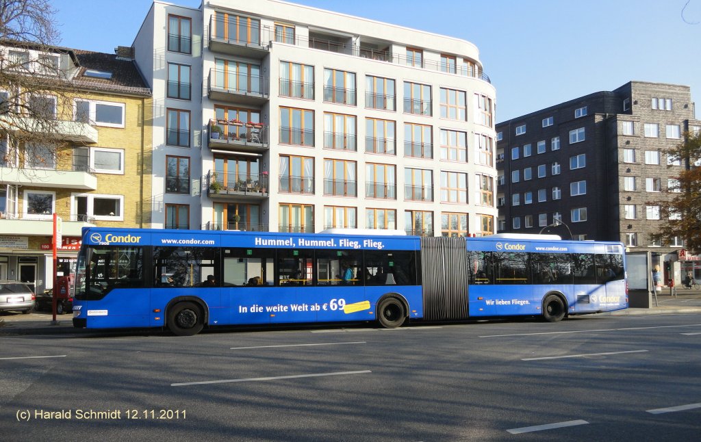 HHA 7908 am 12.11.2011 auf der Metrobus-Linie 6 an der Haltestelle Mhlenkamp / MB O530 II (Citaro Facelift),
