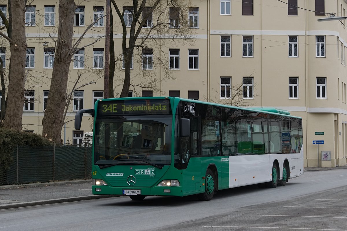 Graz Linien Citaro L WN 47 als Linie 34E nach der Haltestelle Museum der Wahrnehmung, 01,02,2018