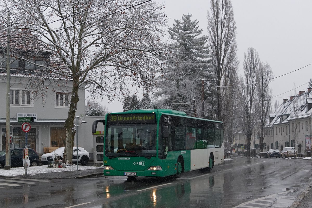 Graz Linien Citaro WN 115 als Linie 39 bei der Haltestelle 
Payer-Weyprecht-Straße, 14.01.2018