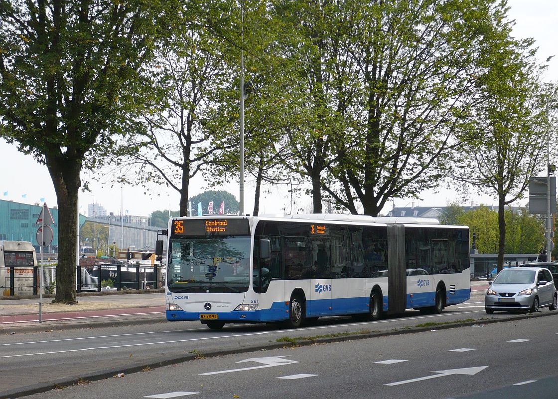 GVBA Bus 361 Mercedes-Benz Citaro G Baujahr 2010. Prins Hendrikkade Amsterdam 02-10-2013.