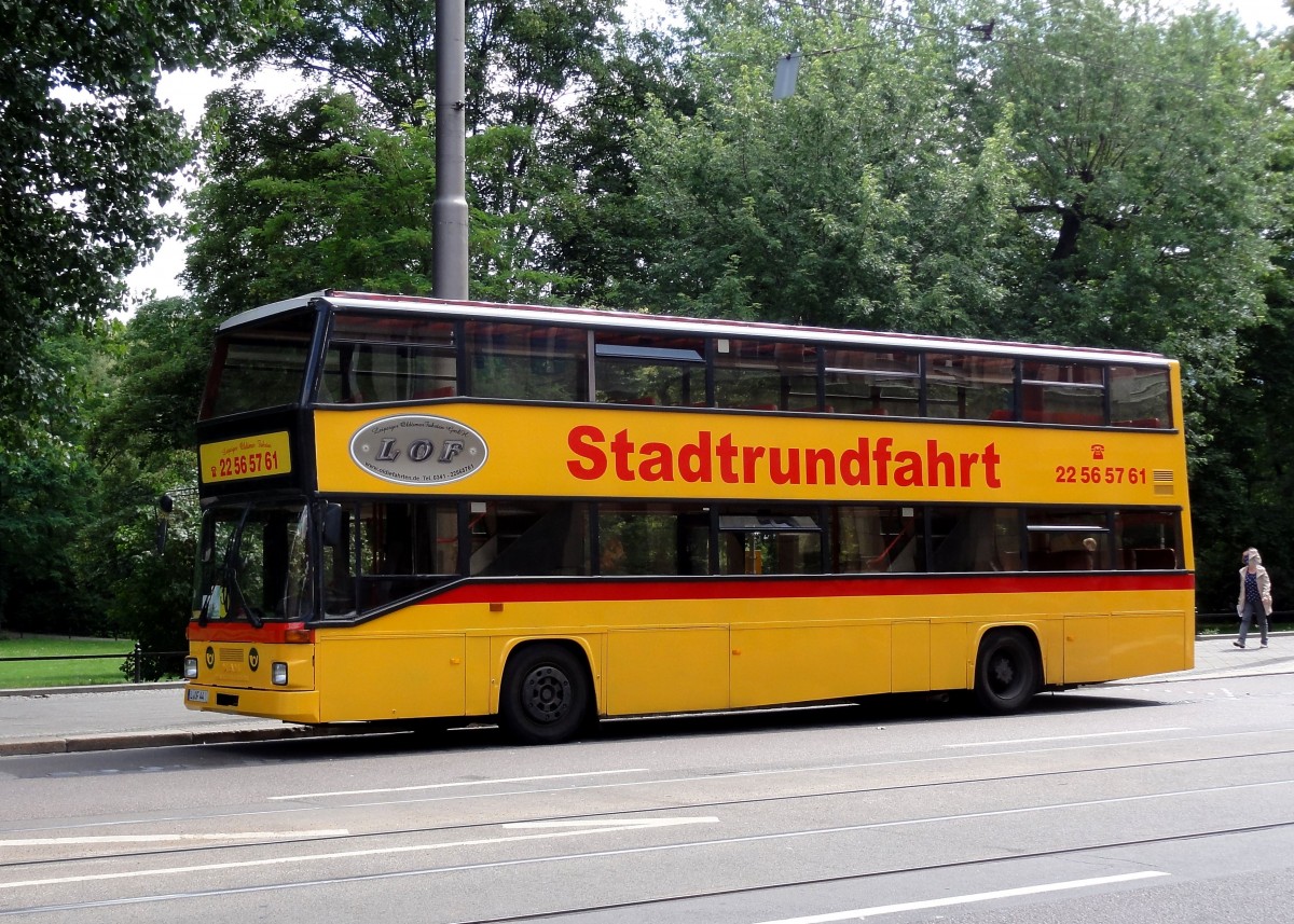 MAN Bus fr die Stadtrundfahrten in Leipzig beim Hauptbahnhof am 29.Juli 2015 gesehen.