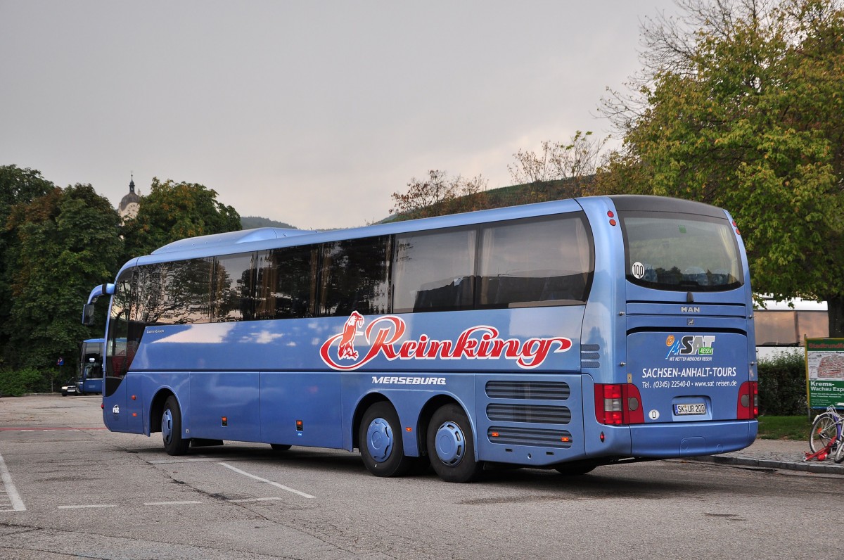 MAN Lins Coach von Reinking Reisen aus der BRD am 9.9.2014 in Krems gesehen.