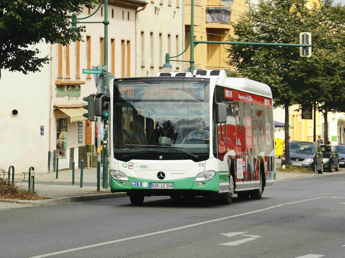 Mercedes-Benz Citaro II Nr.176 der Barnimer Busgesellschaft in Eberswalde an der Haltestelle Grabowstr. am 15. August 2018.