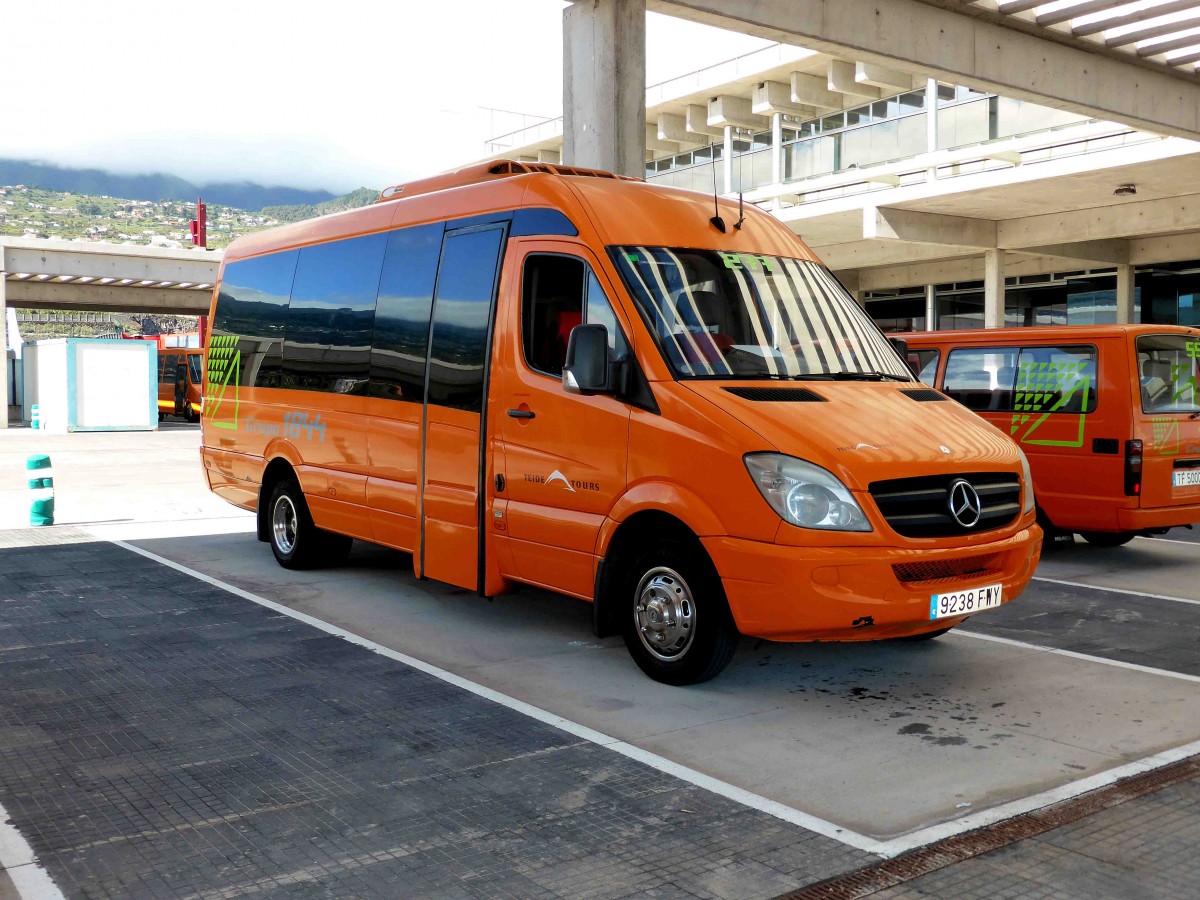 Mercedes Sprinter als Transferfahrzeug, abgestellt am Flughafen La Palma, Januar 2016