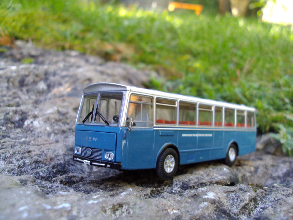 Modellbus-FBW Baujahr 1969 der VZO im Massstab 1:87 am 8.10.14. 