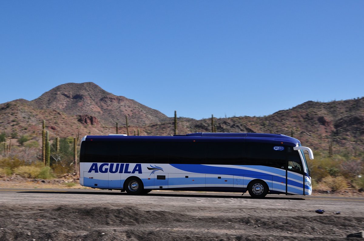 Scania Irizar Linienbus auf der Route Nr.1 in der Baja California Sur in Mexico gesehen,Mrz 2016