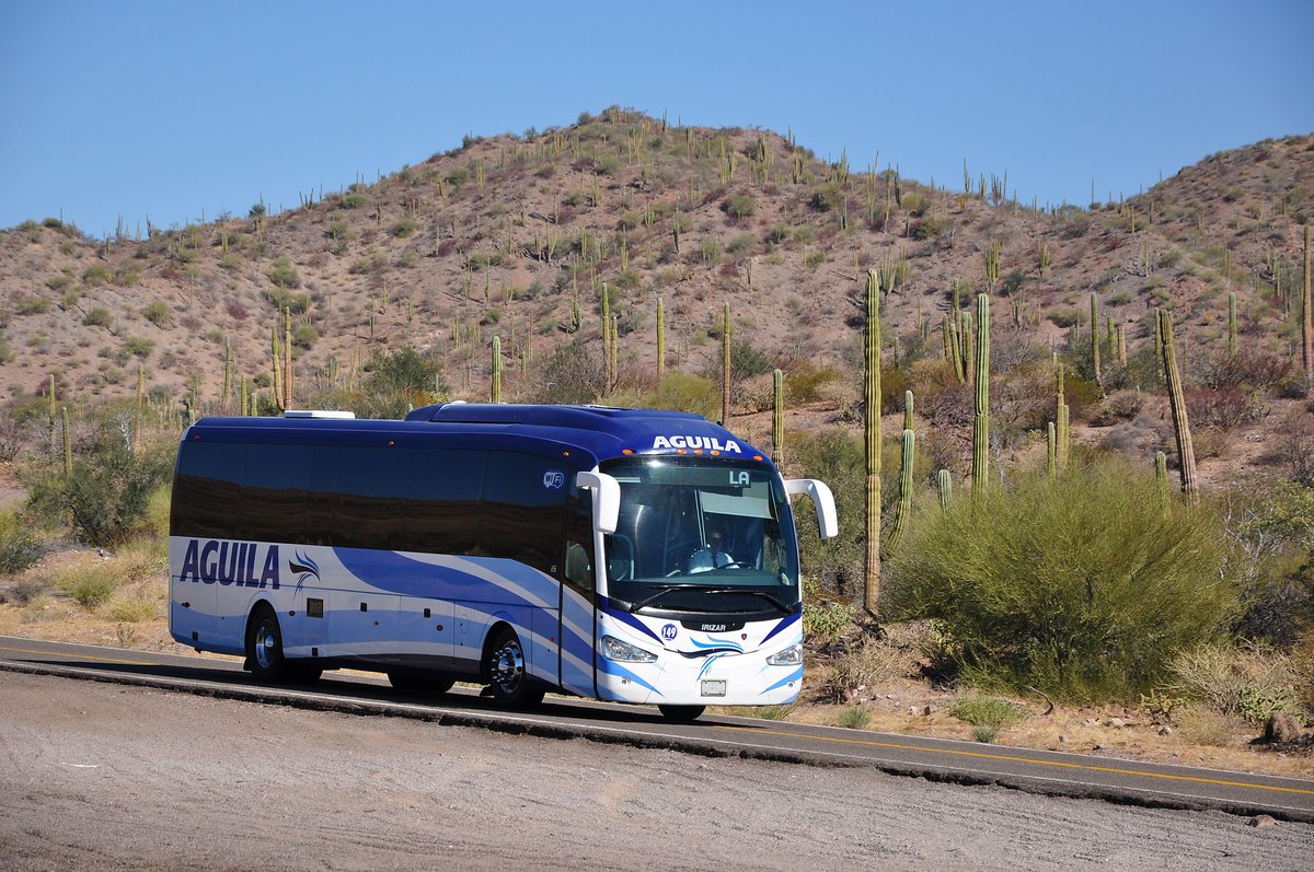 Scania Irizar Linienbus auf der Route Nr.1 in der Baja California Sur in Mexico gesehen,Mrz 2016