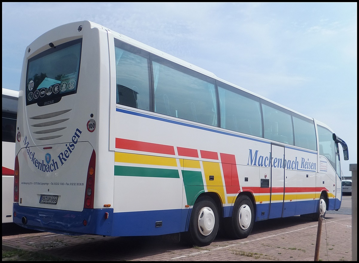 Scania Irizar von Mackenbach Reisen aus Deutschland im Stadthafen Sassnitz.