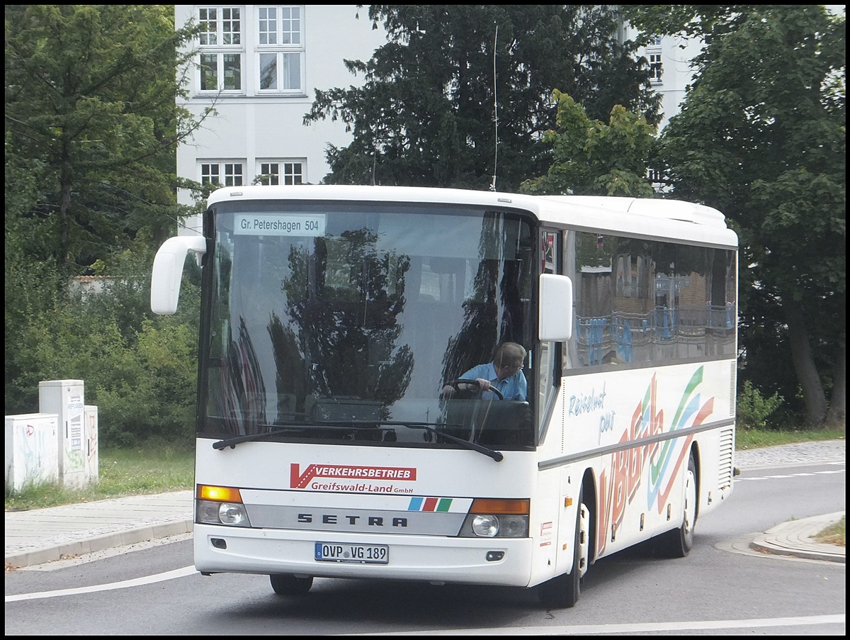 Setra 315 H der Verkehrsbetrieb Greifswald-Land GmbH in Greifswald.