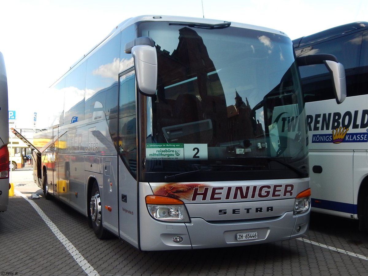 Setra 415 GT-HD von Heiniger aus der Schweiz in Stralsund.