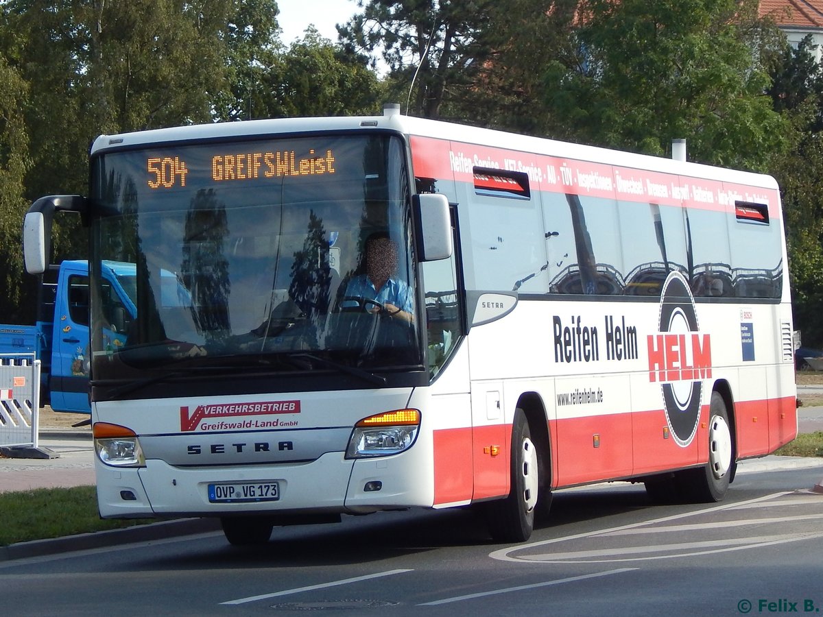 Setra 415 UL der Verkehrsbetrieb Greifswald-Land GmbH in Greifswald.