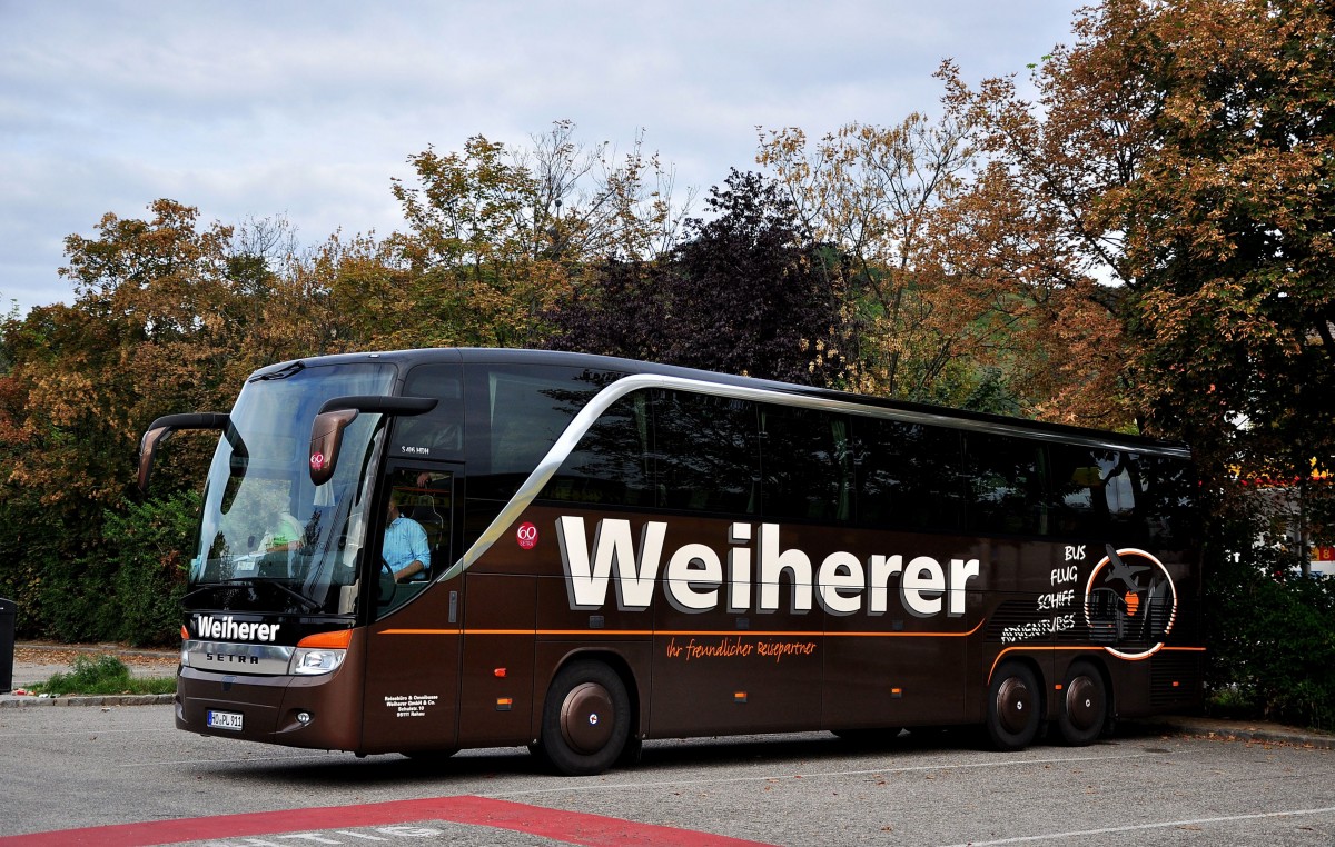 SETRA 416 HDH vom Reisebro WEIHERER aus Deutschland im September 2013 in Krems an der Donau.