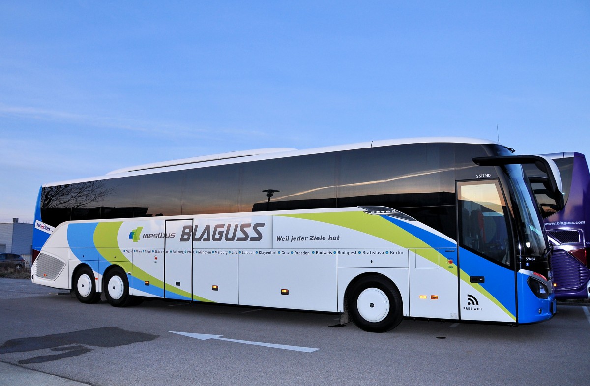 SETRA 517 HD von BLAGUSS Reisen aus Wien, Westbus ,Krems,11.3.2014.Liebe Gre an den Fahrer und Dank fr Fotogenehmigung.