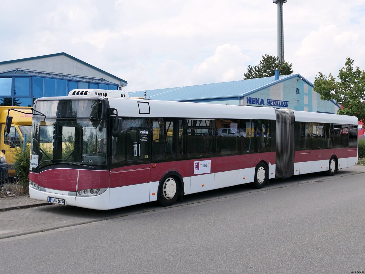 Solaris Urbino 18 von Miabus aus Deutschland (ex Braunschweiger Verkehrs-GmbH; BS-XY 701, später BS-HT 70) im Gewerbegebiet Sassnitz.