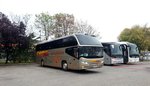 Neoplan Cityliner von Johann Ofner ORBIS Musik und Kultur aus sterreich,flankiert von 2 Bussen von Zwlfer Reisen in Krems gesehen.