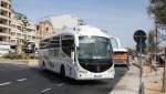 Ein Scania Irizar Reisebus ist am 15.5.2014 am Fhrhafen in Sliema auf Malta unterwegs.