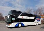 Setra 400er-Serie/260206/setra-s431-dt-bistro-bus-von SETRA S431 DT Bistro Bus von STEWA Reisen aus Deutschland am 16.4.2013 in Krems an der Donau.