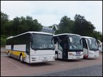 MAN L 353 der Verkehrsbetriebe Teltow-Flming und Setra 415 GT-HD von Stewa aus Deutschland und Scania Irizar von Hbner aus Deutschland im Stadthafen Sassnitz.