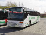 Setra 400er-Serie/654236/busbahnhof-eberswalde-setra-s-415-gt Busbahnhof Eberswalde, Setra S 415 GT  der Barnimer Busgesellschaft am 17. April 2019.