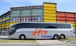 VOLVO Reisebus von SATO/Spanien im August 2013 in Krems unterwegs.