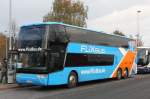 Neoplan Doppelstock Reisebus der Firma  FlixBus  am 7.12.2014 auf dem Weg nach Dsseldorf in Garbsen.