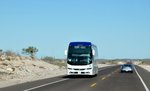 Volvo 9700/490257/volvo-9700-linienbus-von-aguila-auf Volvo 9700 Linienbus von Aguila auf der Route Nr.1 in der Baja California Sur in Mexico gesehen,März 2016