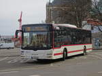 Wagen 176 der EVAG Erfurt, ein MAN Lions City, macht am 04.03.17 auf einem Busparkplatz in der Nähe vom Erfurter Dom Pause.
