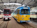 KT 4 D Nr.307 von CKD Tatra Baujahr 1990 und GT 8 N Nr.521 von Düwag Baujahr 1964 in Gotha am 08.08.2016.