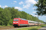 101 139-4 schiebt ihren Zug nach Hamburg. Tostedt - Dreihausen, 17.05.2024.