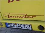 Mercedes Teamstar Logo von Graf's Reisen aus Deutschland im Stadthafen Sassnitz.