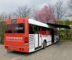 wien-oebb-postbus-gmbh/275952/steyr-sn-12-hua-bj-1996ehemaliger STEYR SN 12 HUA, Bj. 1996,ehemaliger Postbus,umgebaut fr Promotionszwecke am 23.4.2013 in Krems an der Donau.