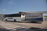 diverse/670279/iveco-irisbus-magelys-mit-radanhaenger-von IVECO Irisbus Magelys mit Radanhnger von Busem Reisen aus der CZ im Mai 2019 in Krems.