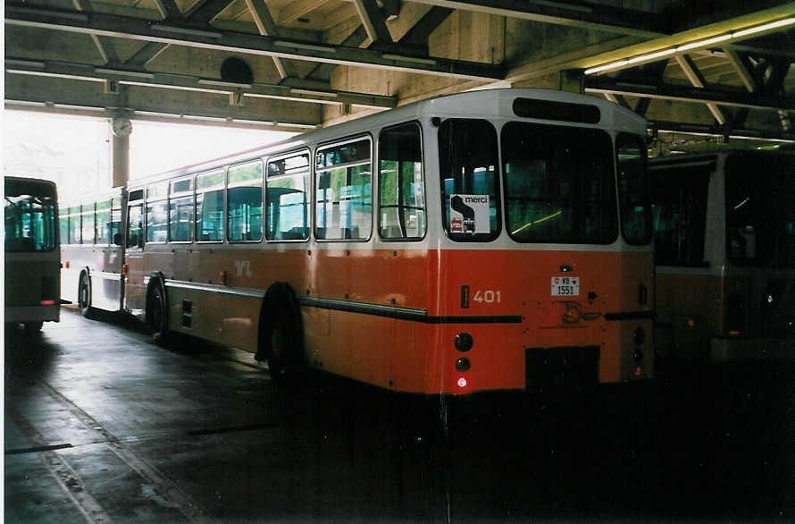 (033'606) - TL Lausanne - Nr. 401/VD 1551 - FBW/Hess am 7. Juli 1999 in Lausanne, Dpt Borde