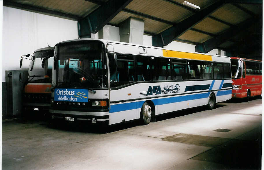 (034'614) - AFA Adelboden - Nr. 14/BE 43'089 - Setra (ex AAGI Interlaken Nr. 33) am 15. Juli 1999 im Autobahnhof Adelboden