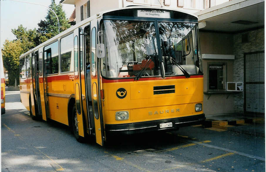 (036'821) - Engeloch, Riggisberg - Nr. 5/BE 447'406 - Saurer/Tscher (ex P 25'668) am 13. September 1999 in Schwarzenburg, Post