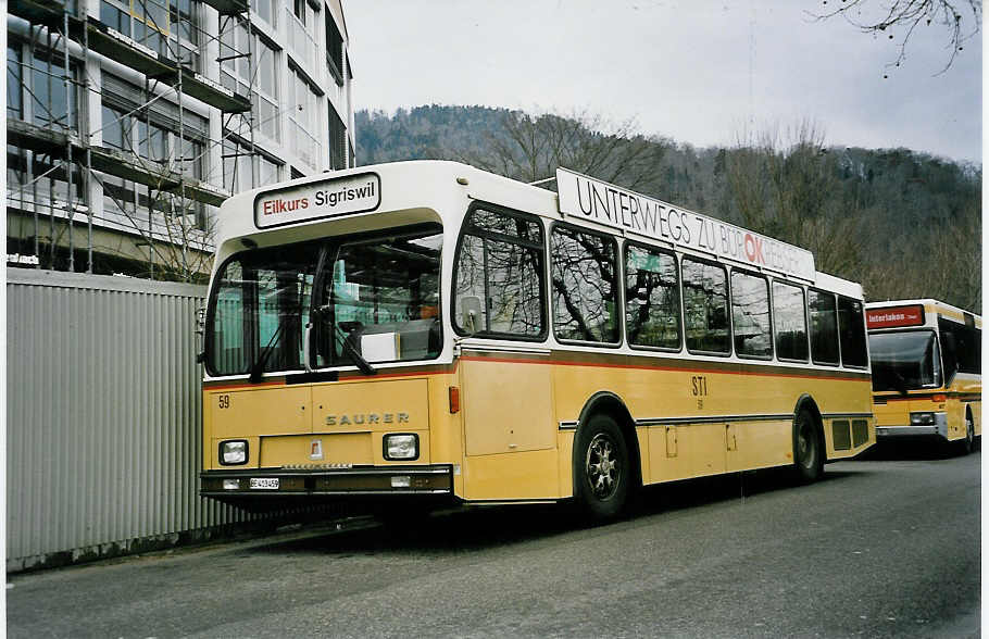 (038'912) - STI Thun - Nr. 59/BE 413'459 - Saurer/R&J am 7. Februar 2000 bei der Schifflndte Thun