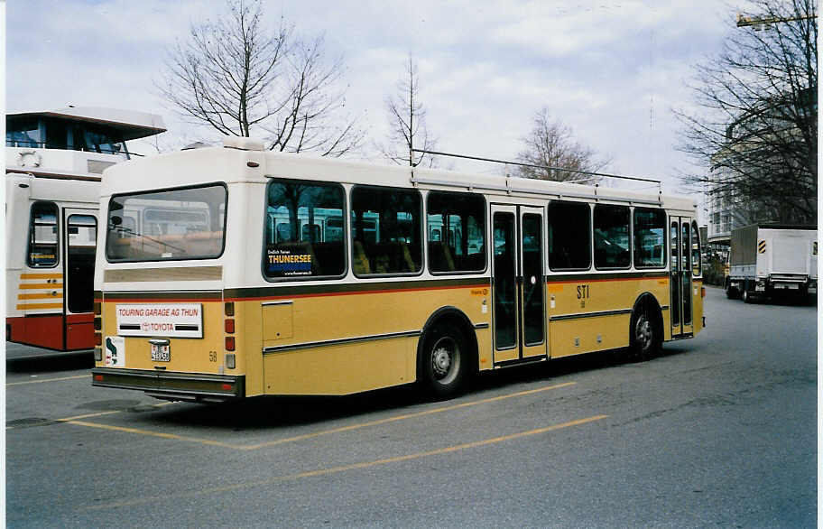 (039'323) - STI Thun - Nr. 58/BE 413'458 - Saurer/R&J am 24. Februar 2000 bei der Schifflndte Thun