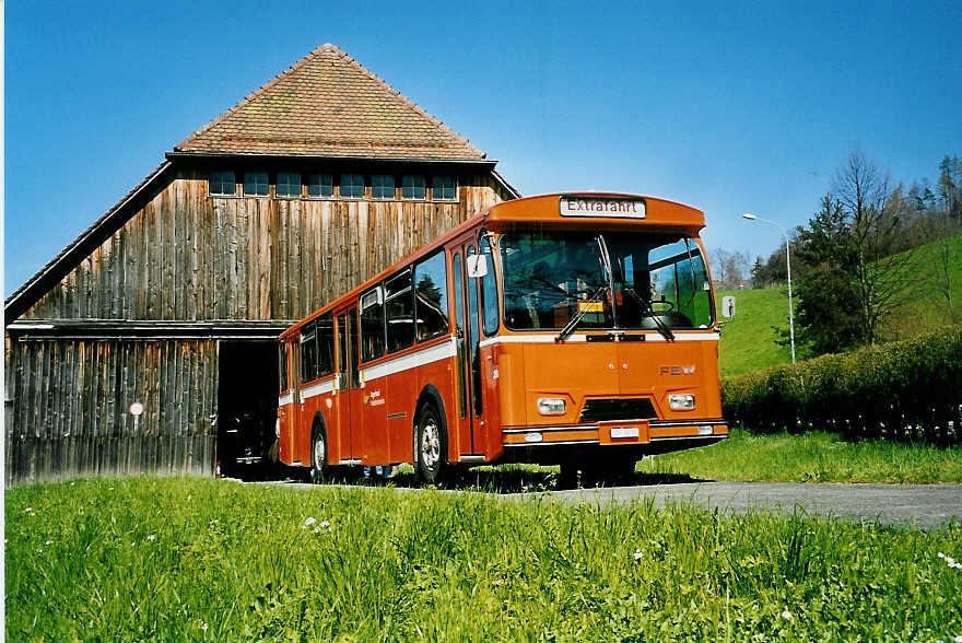 (040'121) - ZVB Zug - Nr. 28/ZG 3378 - FBW/Hess (ex Nr. 3) am 8. April 2000 in Zug, Waldheimstrasse