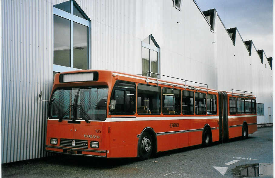 (064'717) - RVBW Wettingen - Nr. 105 - Volvo/R&J am 14. Dezember 2003 in Biel, BTR