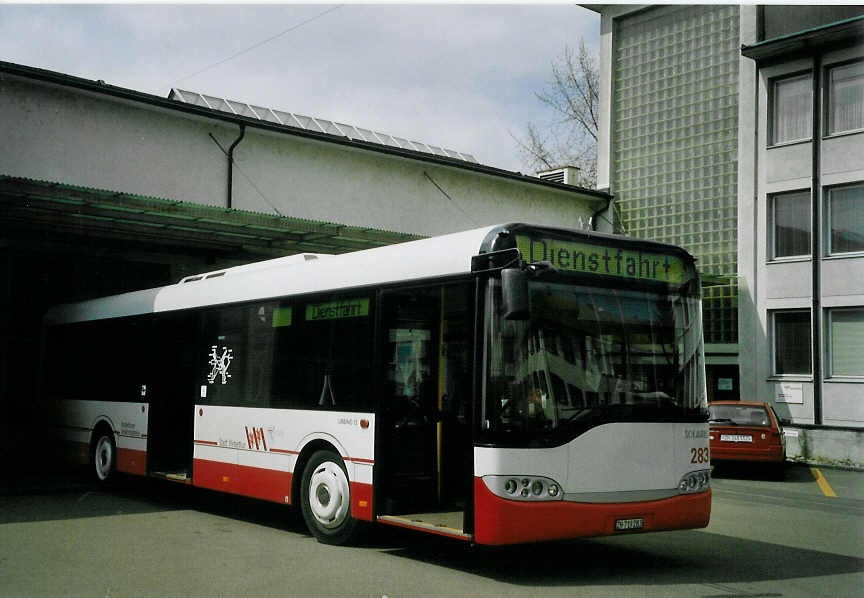 (067'120) - WV Winterthur - Nr. 283/ZH 719'283 - Solaris am 24. April 2004 in Winterthur, Depot Deutweg