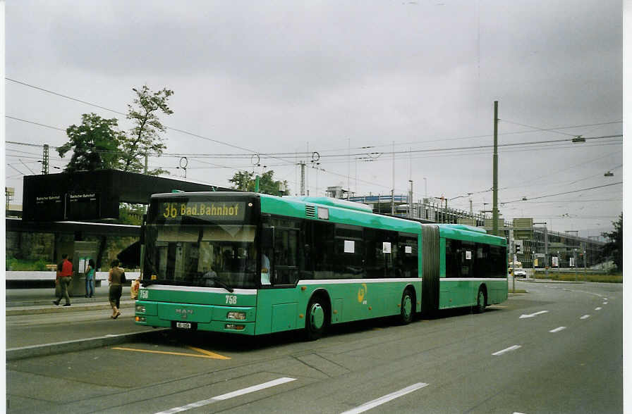 (069'716) - BVB Basel - Nr. 758/BS 3258 - MAN am 24. Juli 2004 in Basel, Badischer Bahnhof