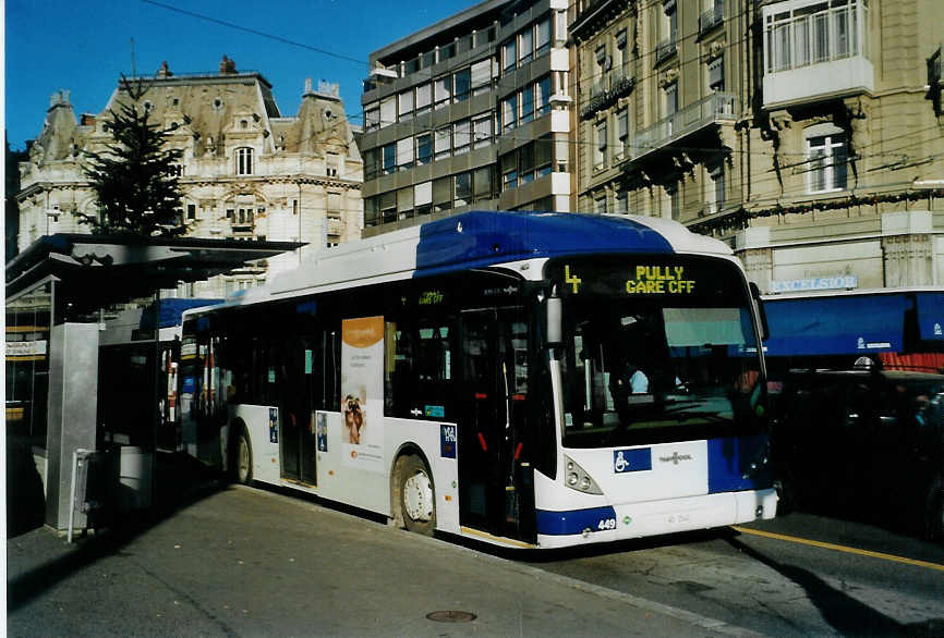 (081'904) - TL Lausanne - Nr. 449/VD 1540 - Van Hool am 18. Dezember 2005 in Lausanne, Bel-Air