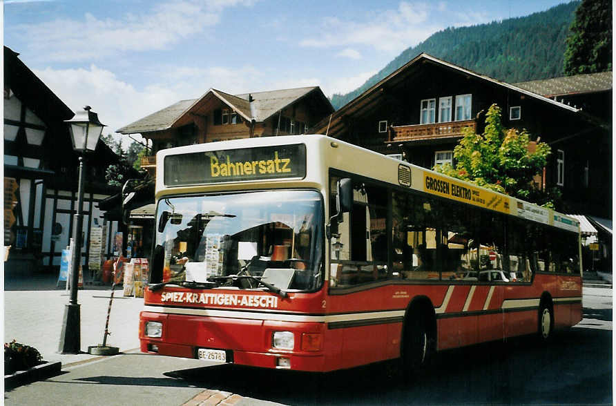 (08'221) - ASKA Aeschi - Nr. 2/BE 26'783 - MAN am 3. September 2005 beim Bahnhof Zweisimmen