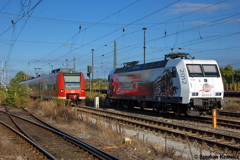 145 023-6 PRESS (145 083-2)  125 Jahre Fleischmann  und die 425 508-9 standen in Stendal und warten auf neue Einstze. 08.09.2012