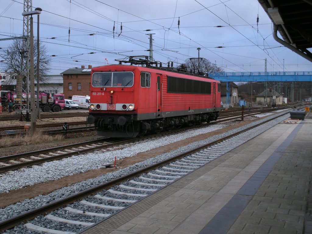 155 211 als Lz von Mukran am 09.Februar 2011 in Bergen/R�gen.