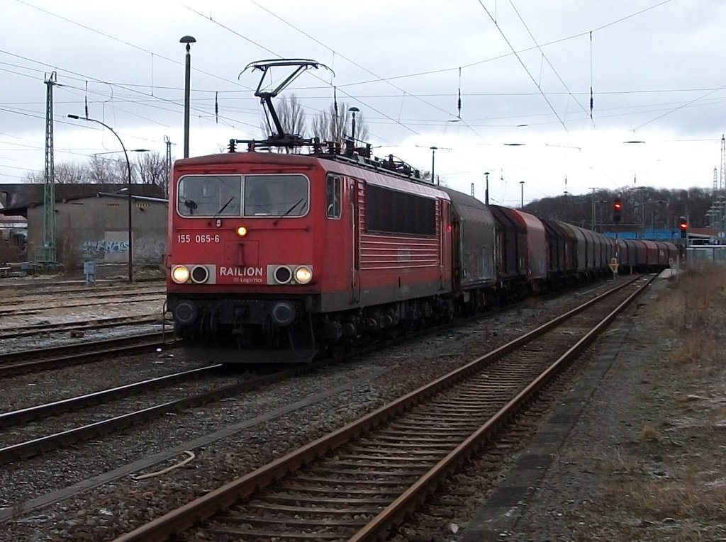 Der Fahrdienstleiter von Bergen/R�gen schickte,statt �ber das Hauptgleis,155 065 am 26.Januar 2011 �ber die G�tergleise.