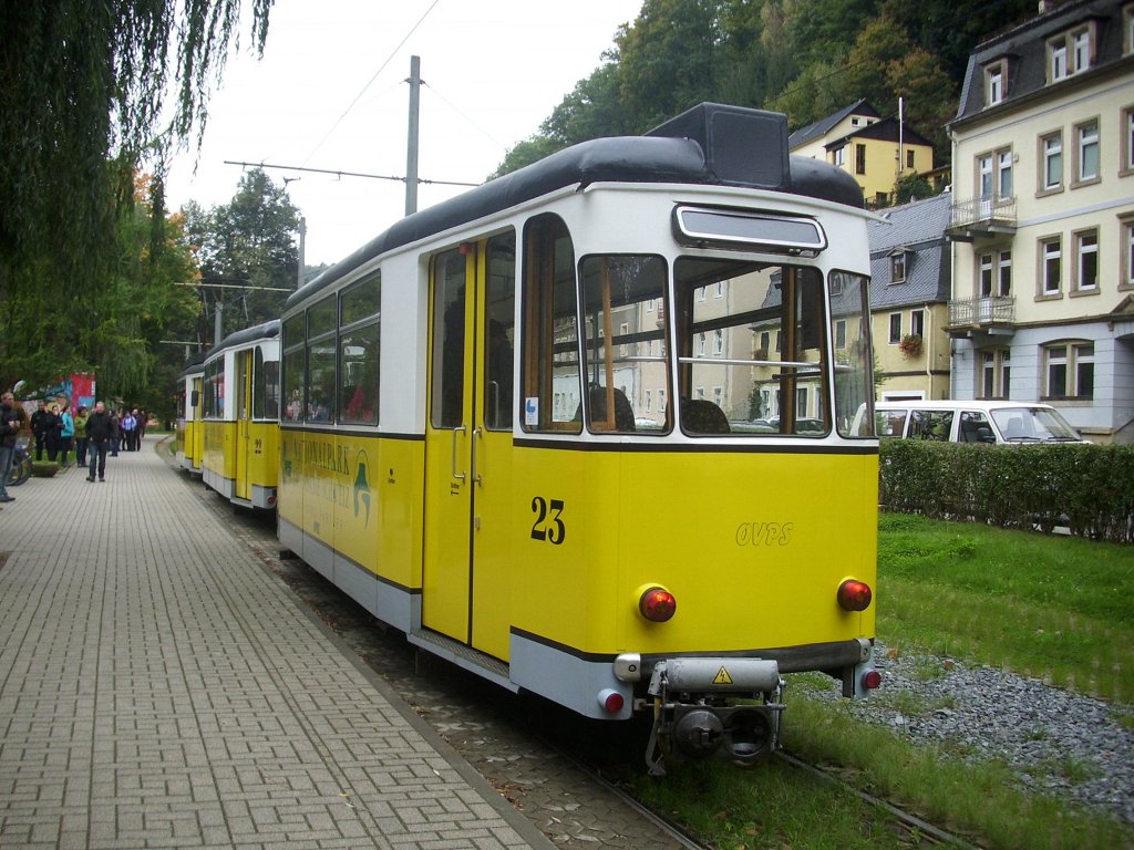 Kirnitschtalbahn in Bad Schandau Richtung Beuthenfall.

