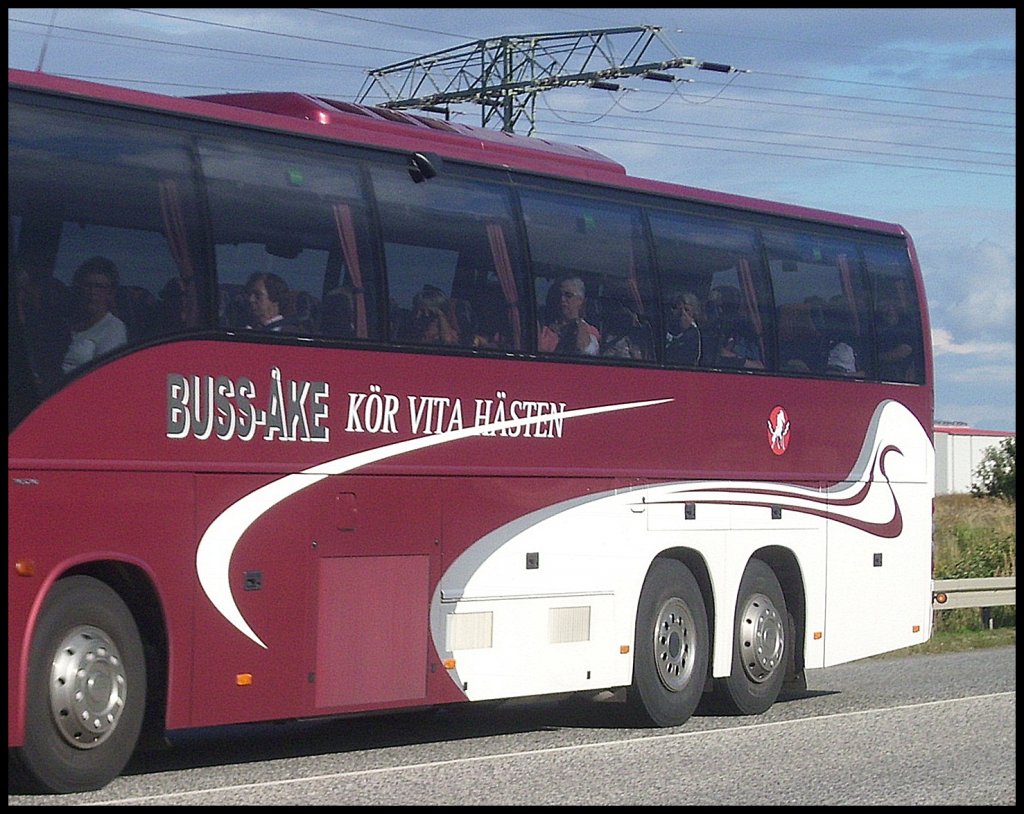 Logo des Volvo 9700 von Bussake aus Schweden in Mukran.