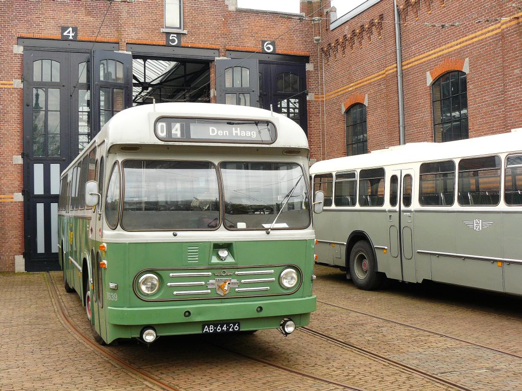 Museumbus Citosa 7639 Leyland/Den Oudsten Baujahr 1967. Haags openbaar vervoer museum. Den Haag, Niederlande 29-04-2012.