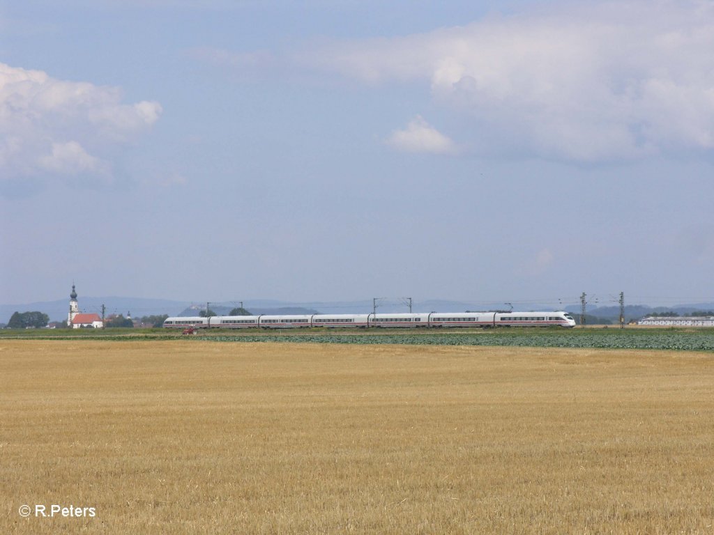 Nachschuss von den ICE 28 kurz hinter Plattling.08.08.09
